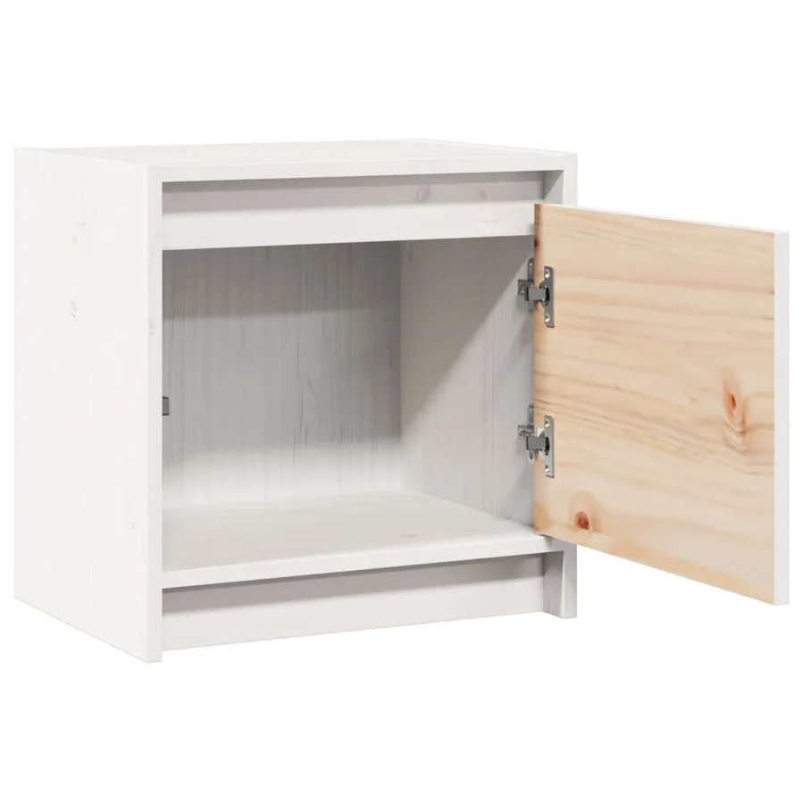 Table de chevet Blanc 40x30,5x40 cm Bois de pin massif - 5