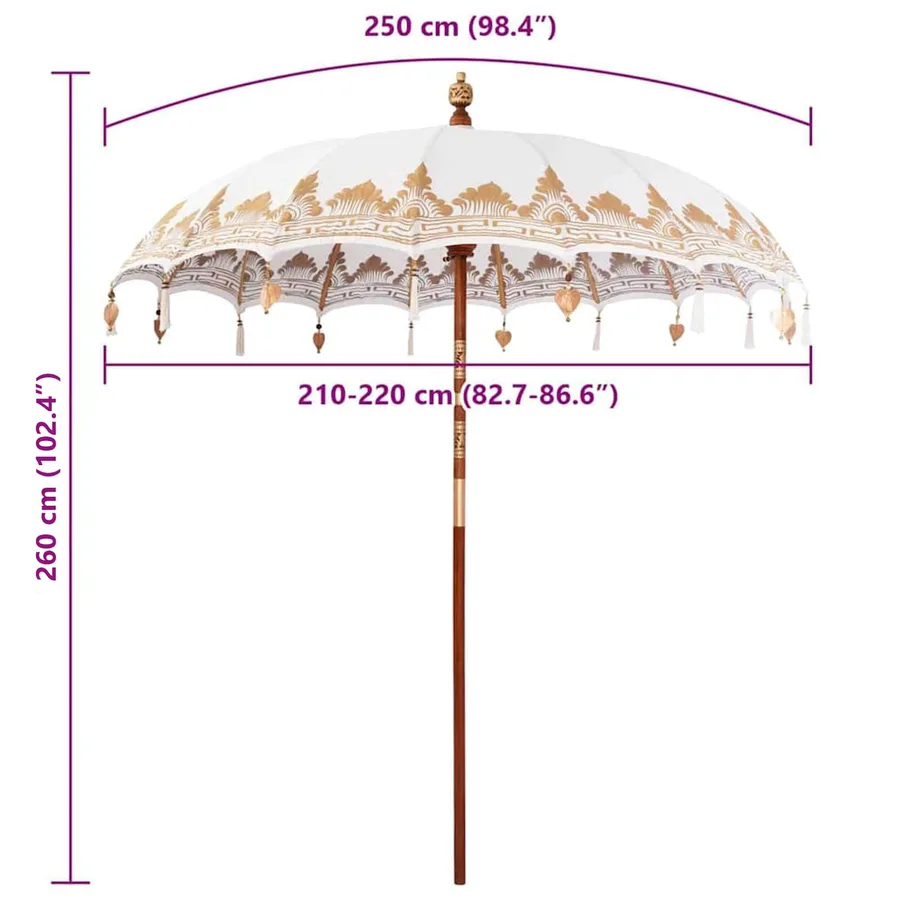 Parasol balinais Crème 215 x 215 x 260 cm - 8