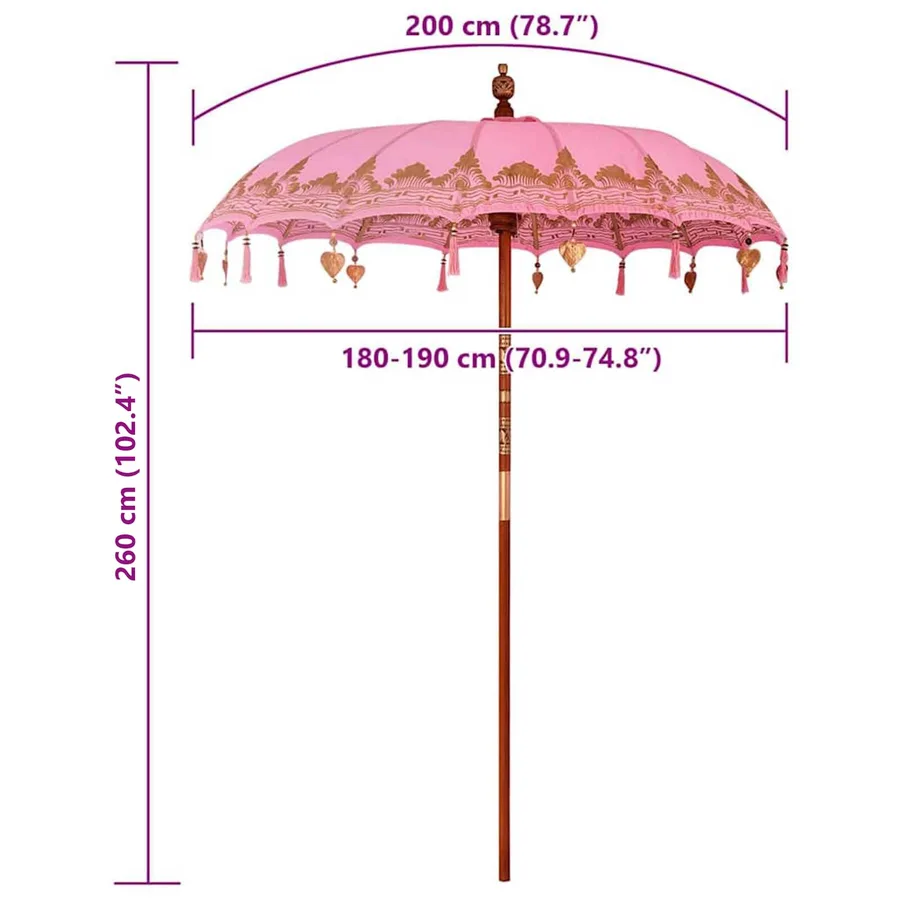 Parasol balinais Rose 185 x 185 x 260 cm - 8