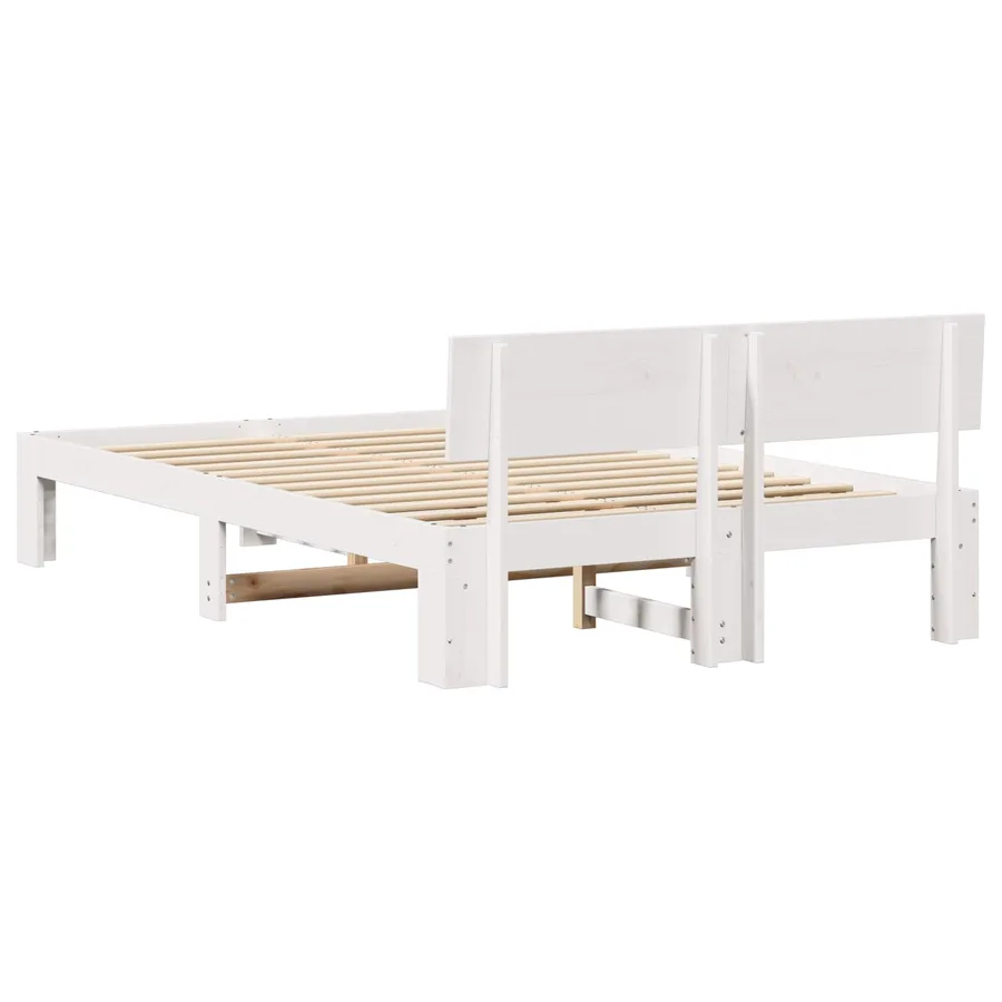 Cadre de lit avec tête de lit Blanc 120 x 200 cm Pin massif - 6