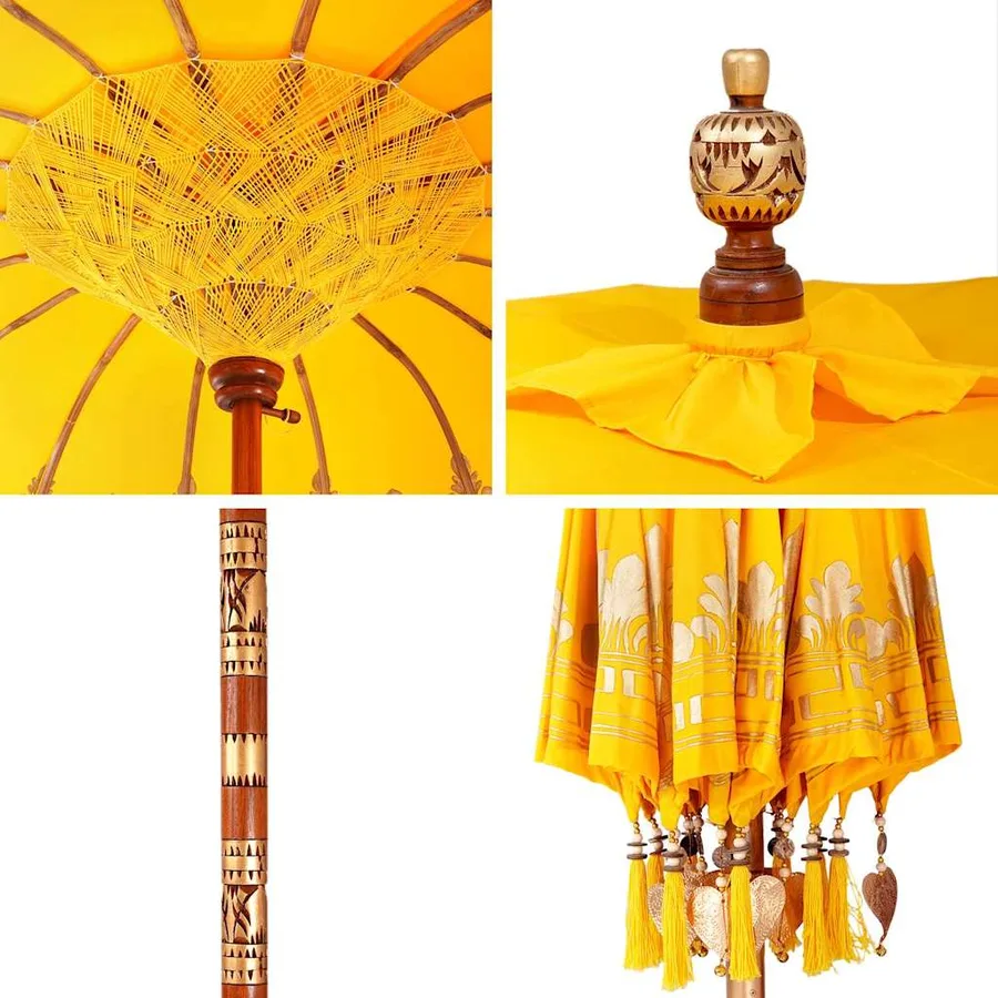 Parasol balinais Jaune 185 x 185 x 260 cm - 7