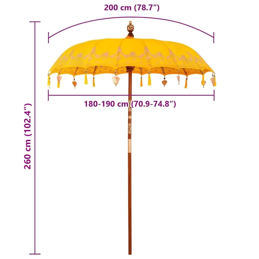 Parasol balinais Jaune 185 x 185 x 260 cm - 8