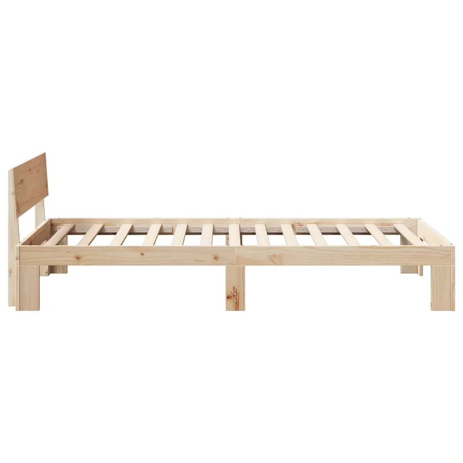 Cadre de lit avec tête de lit Naturel 90 x 200 cm Pin massif - 5