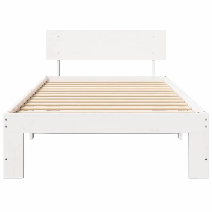 Cadre de lit avec tête de lit Blanc 90 x 190 cm Pin massif - 5