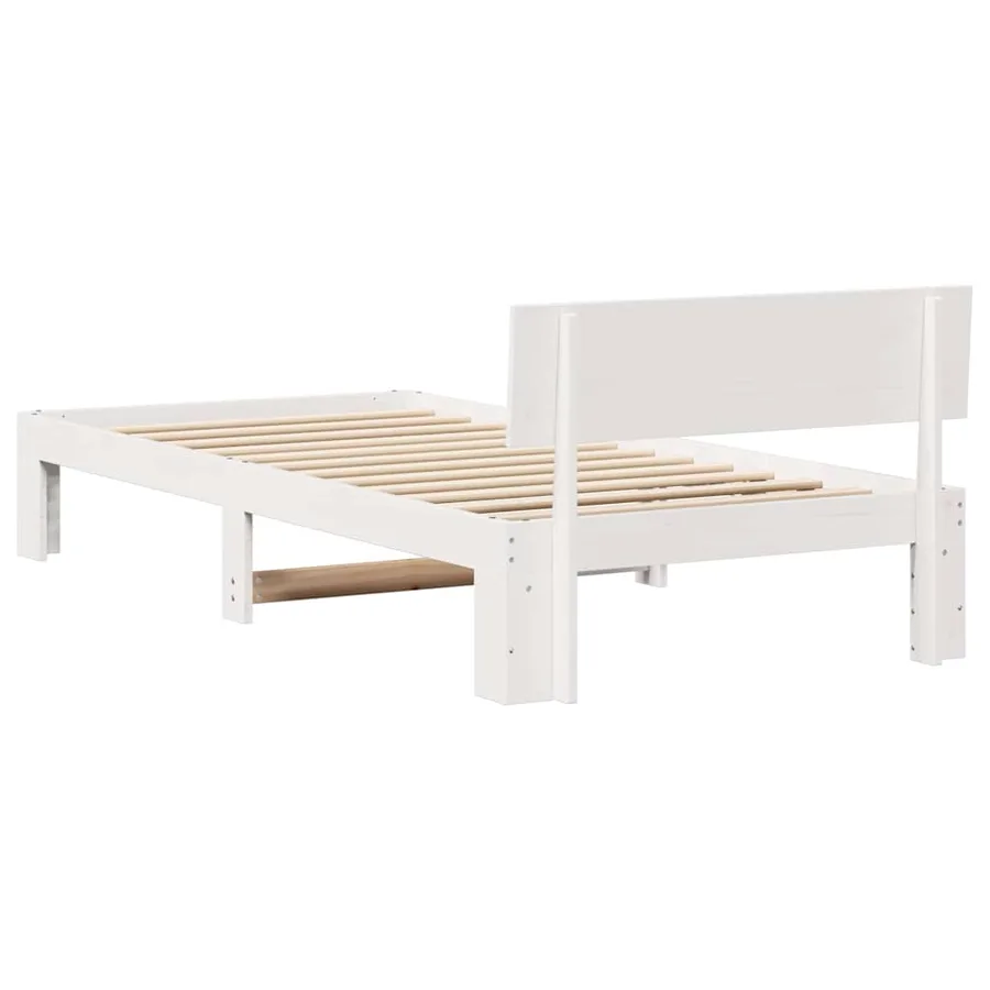 Cadre de lit avec tête de lit Blanc 90 x 190 cm Pin massif - 7