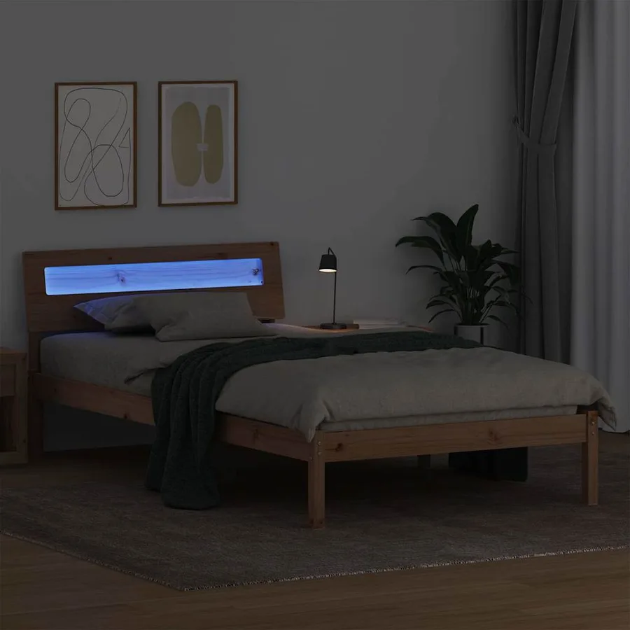 Cadre de lit avec tête de lit Marron 100 x 200 cm Pin massif - 4