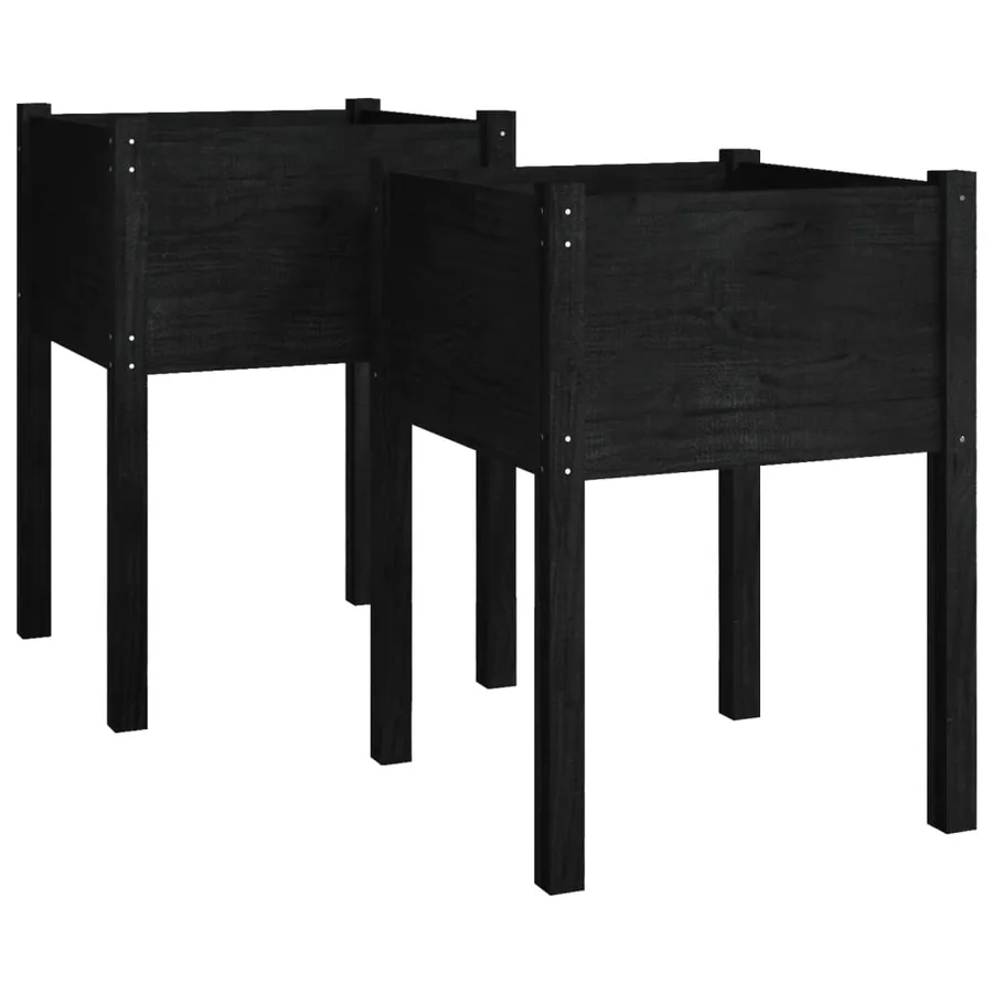 Jardinières 2 pcs Noir 50x50x70 cm Bois de pin massif - 2