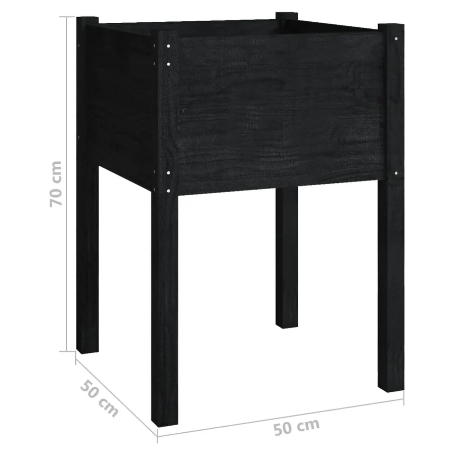 Jardinières 2 pcs Noir 50x50x70 cm Bois de pin massif - 8