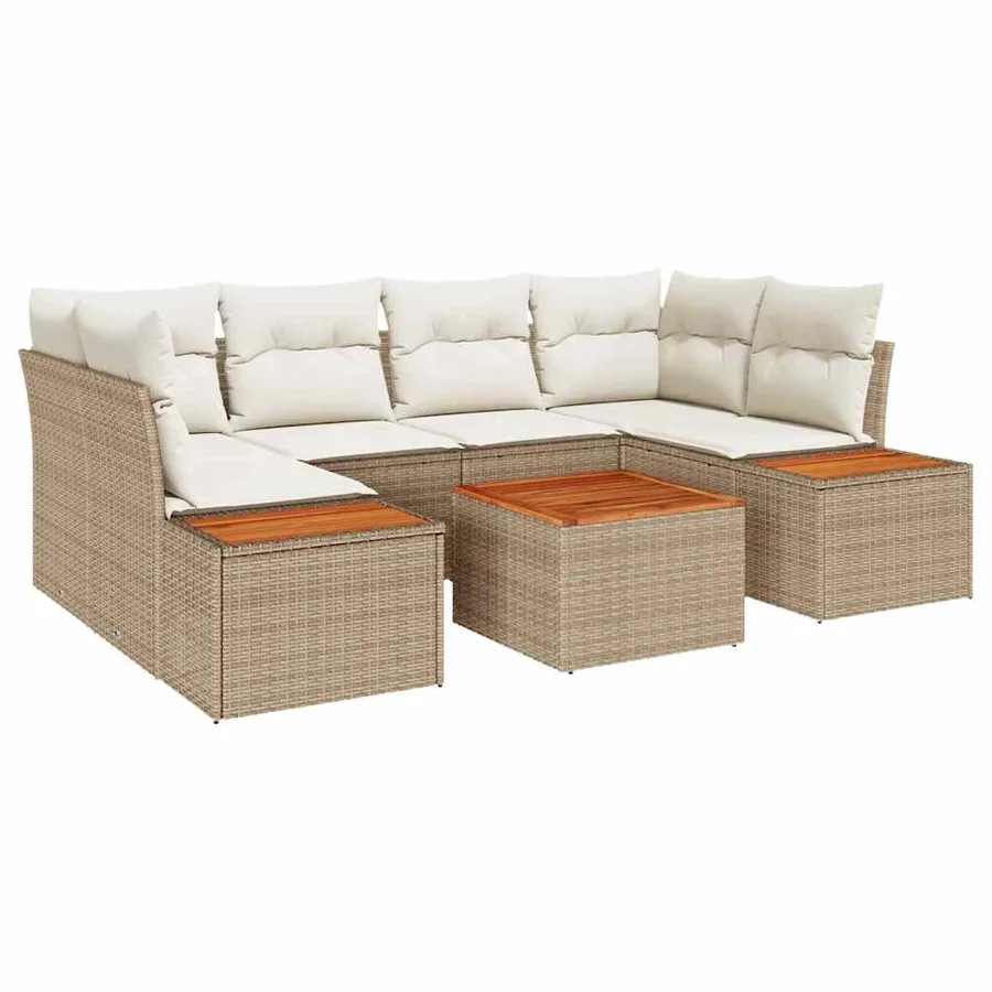 Ensemble de canapé de jardin 7 pcs Beige Poly rotin - 2