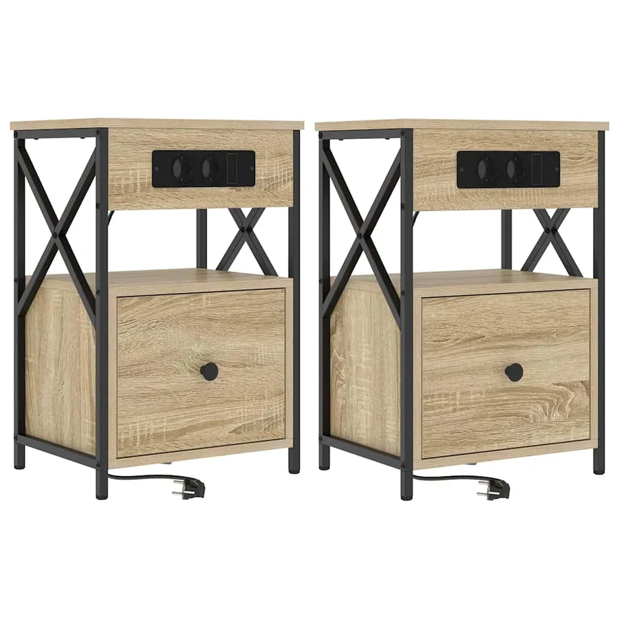 Cabinet de chevet 2 pcs Chêne Sonoma 40 x 31 x 60 cm - 2