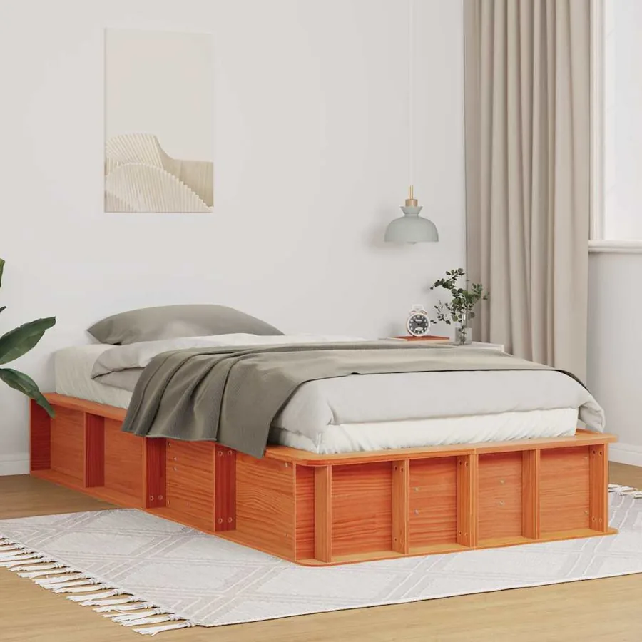 Cadre de lit Cire marron 90 x 190 cm Bois de pin massif