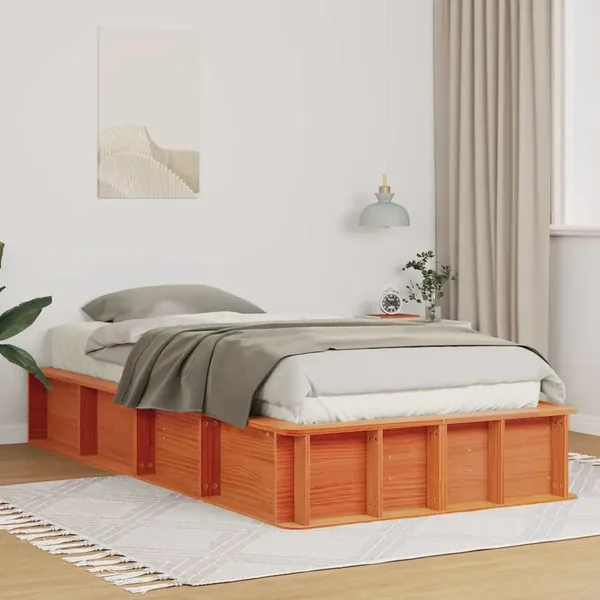 Cadre de lit Cire marron 90 x 190 cm Bois de pin massif
