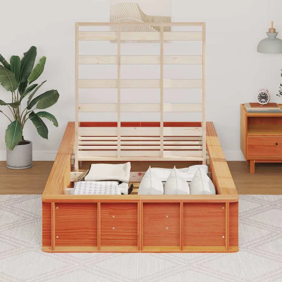 Cadre de lit Cire marron 90 x 190 cm Bois de pin massif - 3