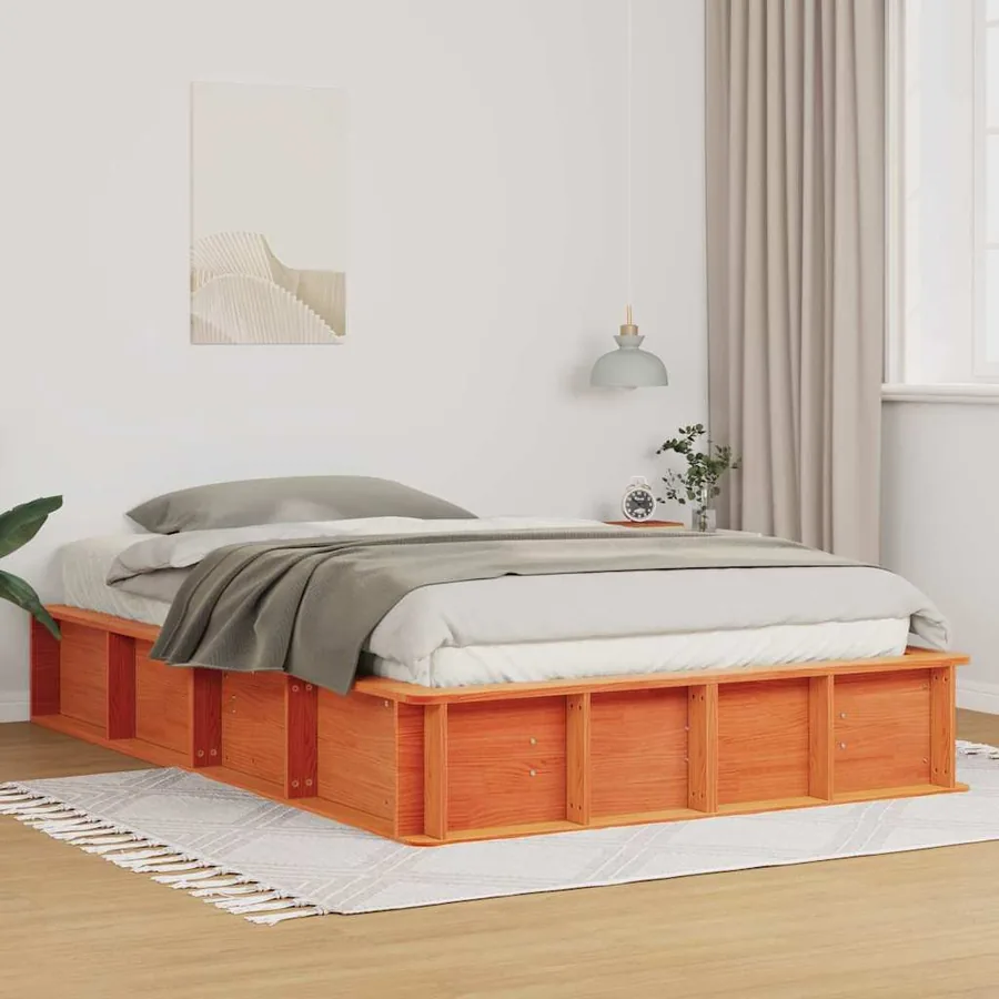 Cadre de lit Cire marron 120 x 190 cm Bois de pin massif