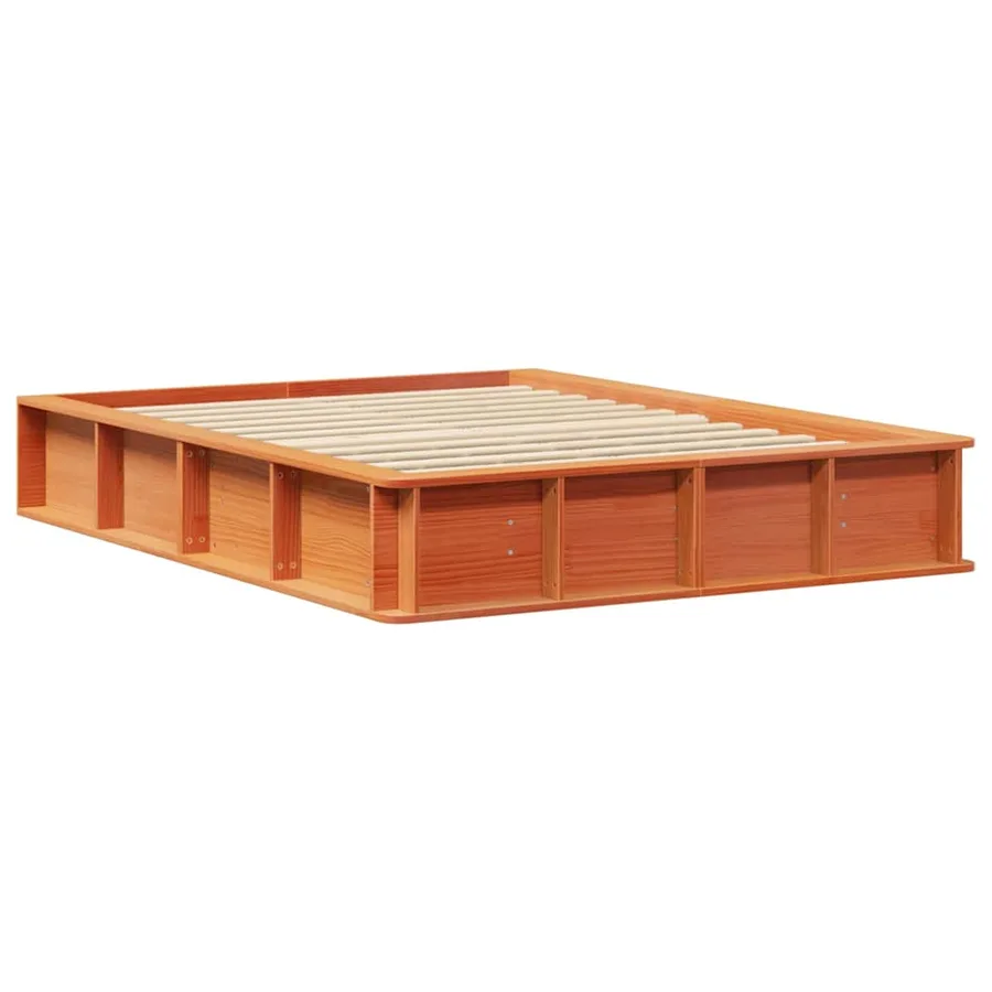 Cadre de lit Cire marron 120 x 190 cm Bois de pin massif - 4