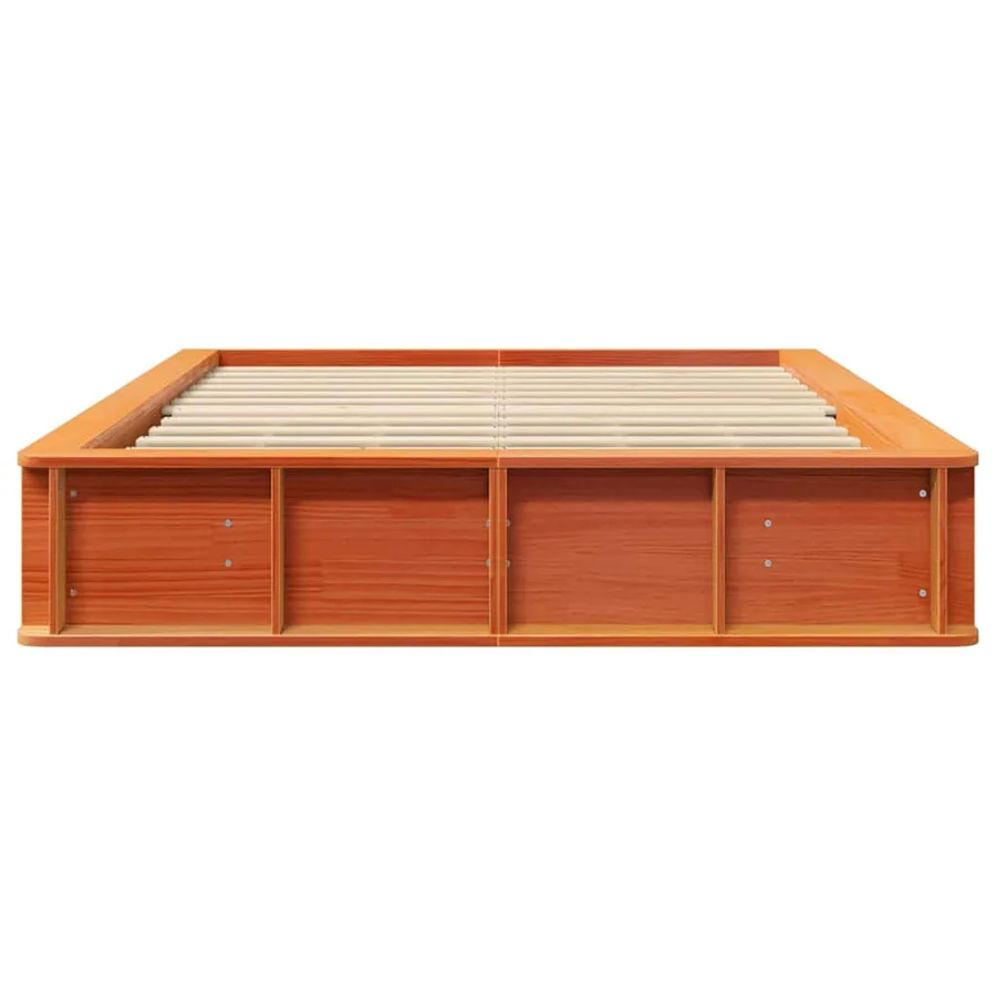 Cadre de lit Cire marron 120 x 190 cm Bois de pin massif - 5