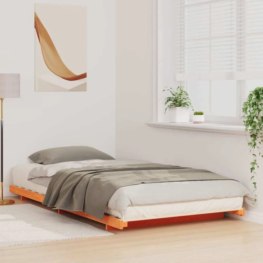 Cadre de lit Brun cire 80 x 200 cm Pin massif - 3