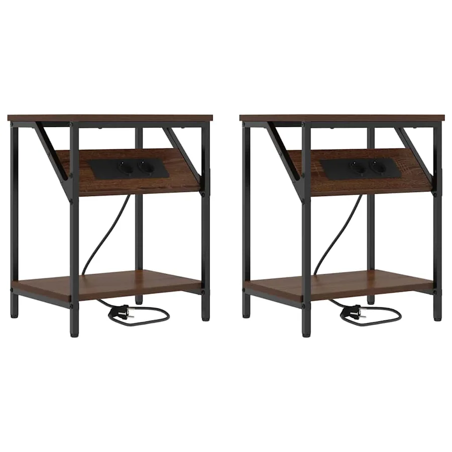 Cabinet de chevet 2 pcs Chêne brun 38 x 30 x 48 cm - 2