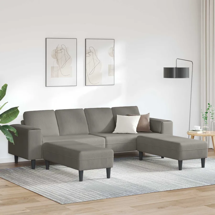 Canapé Gris clair 250 x 188 x 76 cm Tissu en velours côtelé