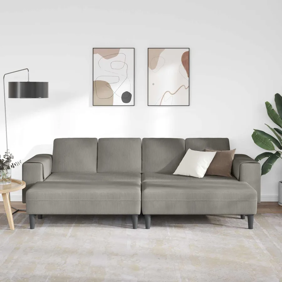 Canapé Gris clair 250 x 188 x 76 cm Tissu en velours côtelé - 3
