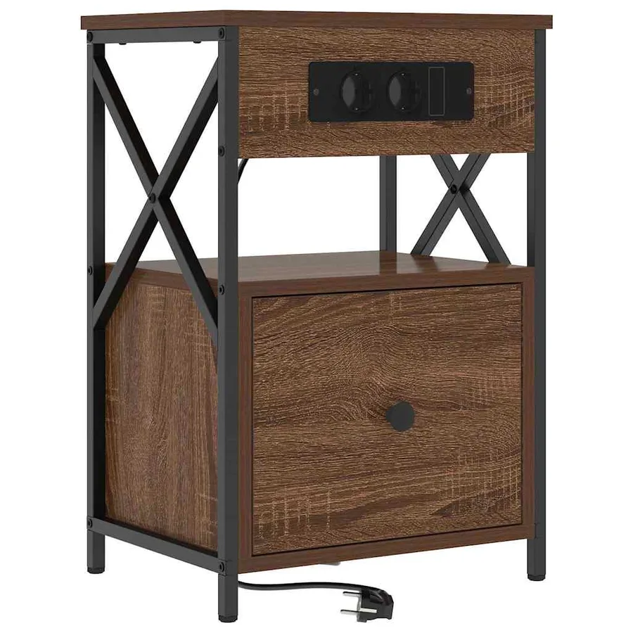 Cabinet de chevet Chêne brun 40 x 31 x 60 cm Bois d'ingénierie - 2