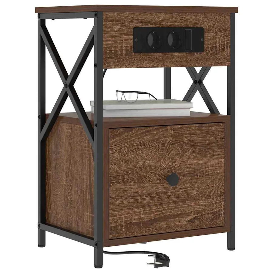 Cabinet de chevet Chêne brun 40 x 31 x 60 cm Bois d'ingénierie - 3