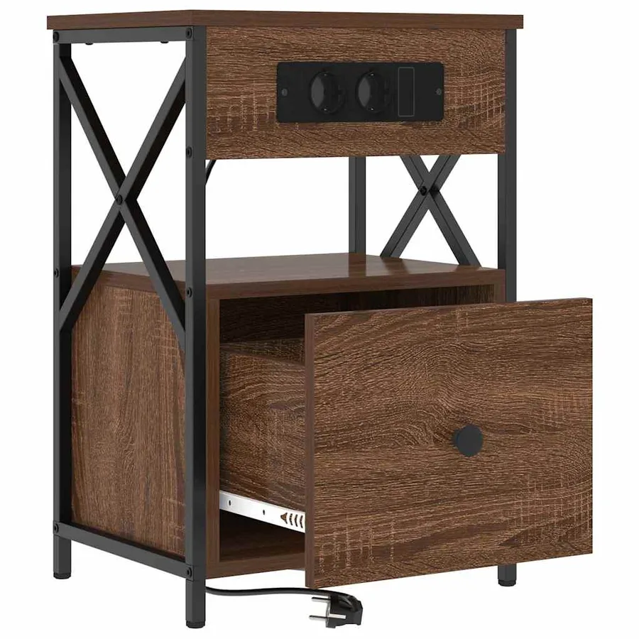 Cabinet de chevet Chêne brun 40 x 31 x 60 cm Bois d'ingénierie - 5