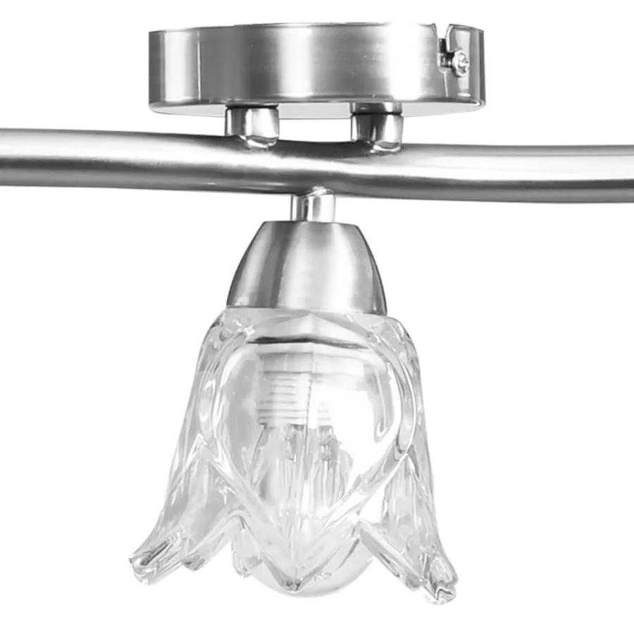Plafonnier et abat-jour verre transparent 5 ampoules E14 Tulipe - 6