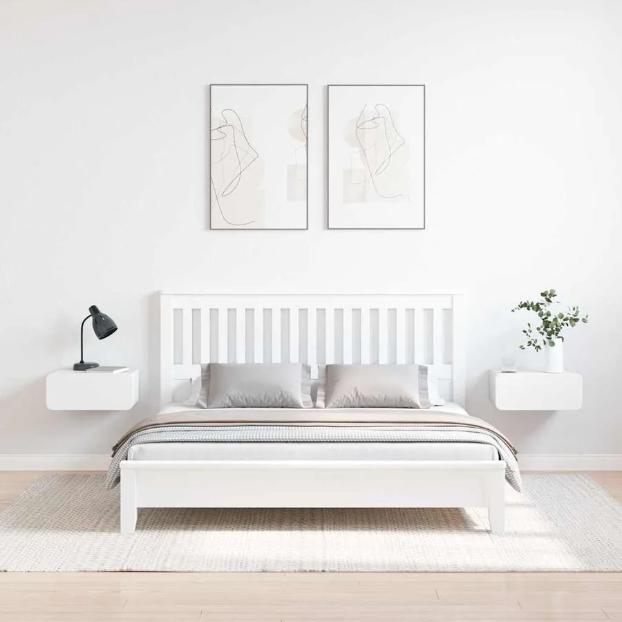 Table de chevet avec tiroir 2 pcs Blanc 39 x 34 x 16,5 cm - 4