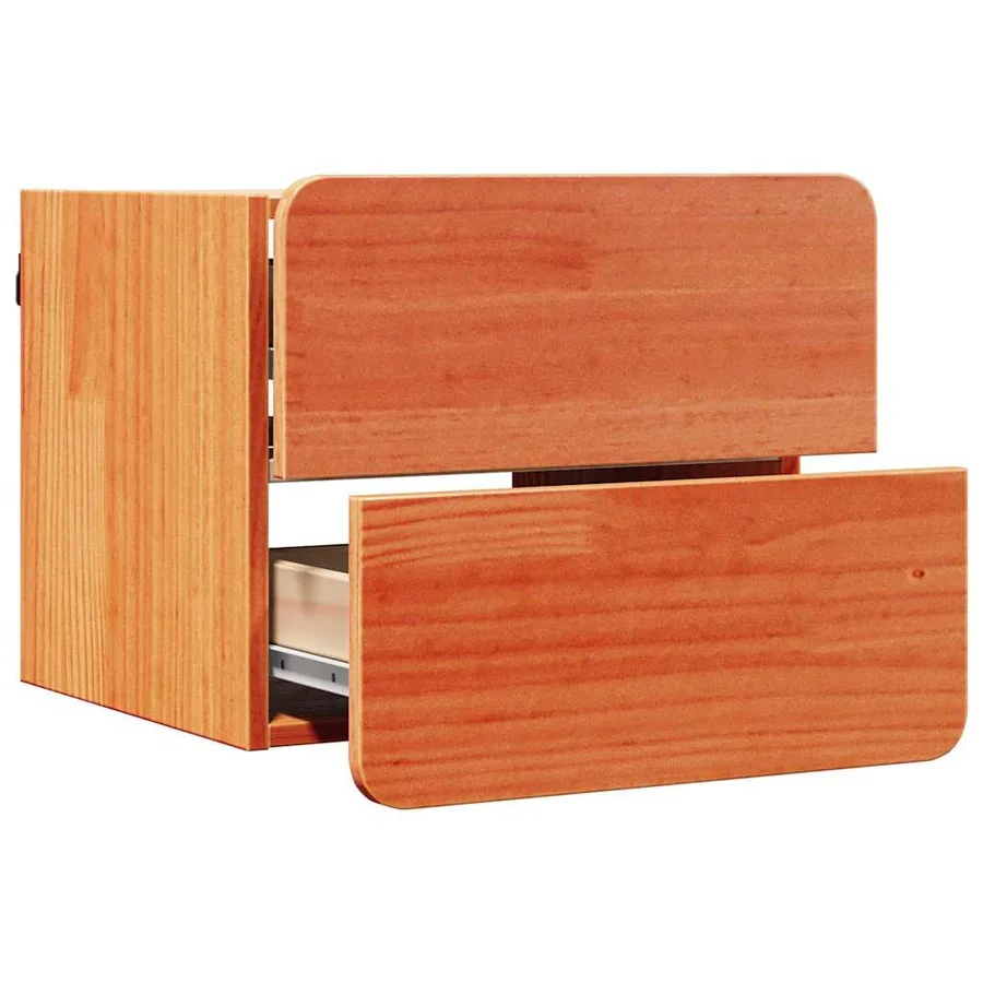 Table de chevet Brun cire 39 x 34 x 33 cm Bois de pin massif - 5