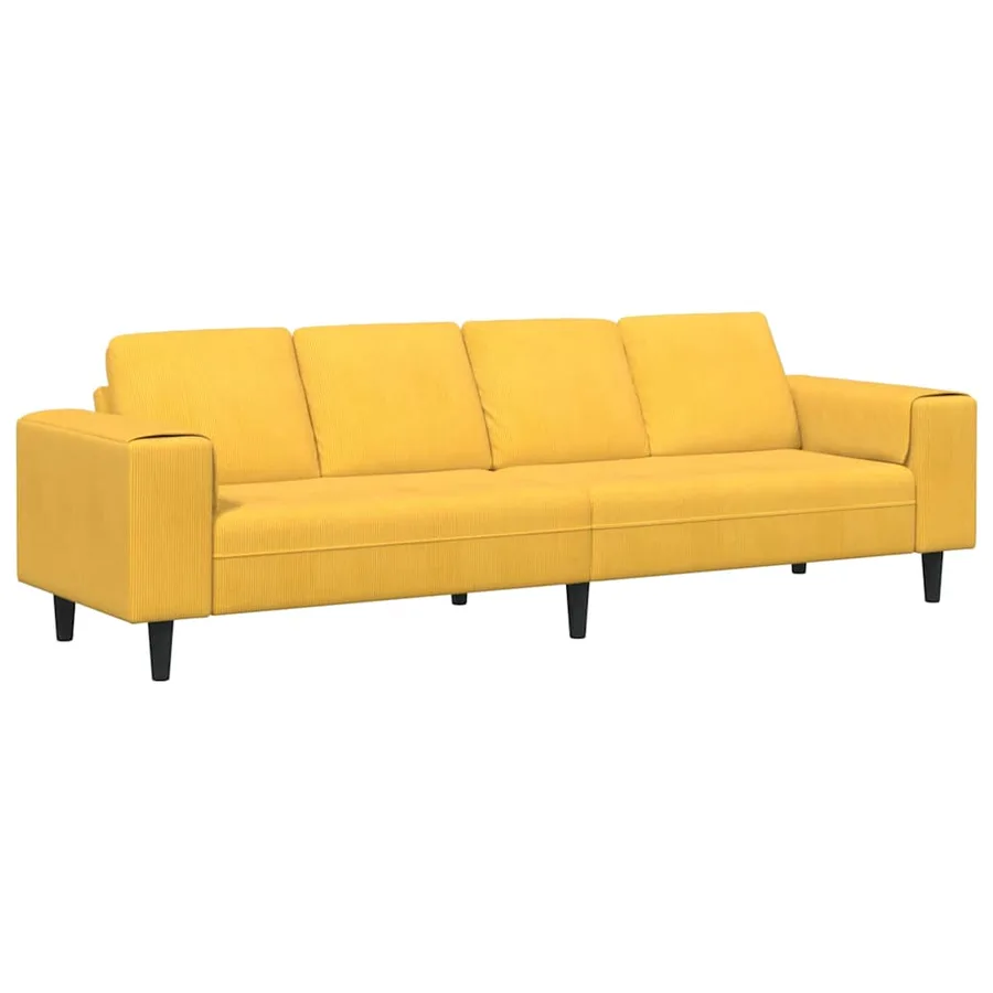 Canapé Jaune clair 250 x 77 x 76 cm Tissu en velours côtelé - 2
