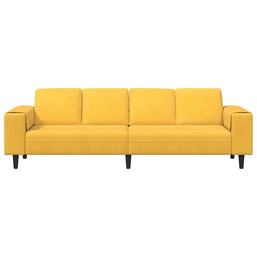Canapé Jaune clair 250 x 77 x 76 cm Tissu en velours côtelé - 4