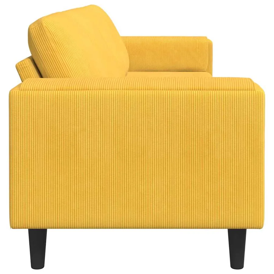 Canapé Jaune clair 250 x 77 x 76 cm Tissu en velours côtelé - 5
