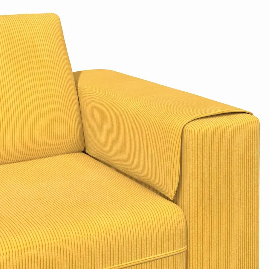 Canapé Jaune clair 250 x 77 x 76 cm Tissu en velours côtelé - 7