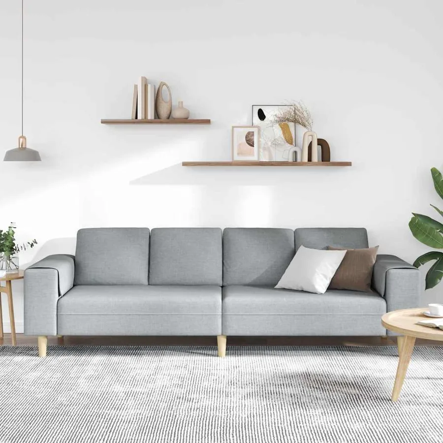Canapé de salon Gris clair 250 x 77 x 76 cm Polyester - 3