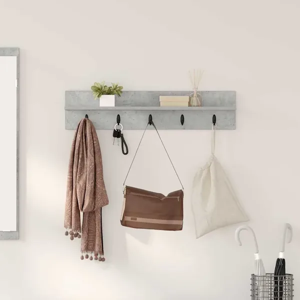 Porte-manteau mural Montage mural Gris béton 80 x 10,5 x 18 cm