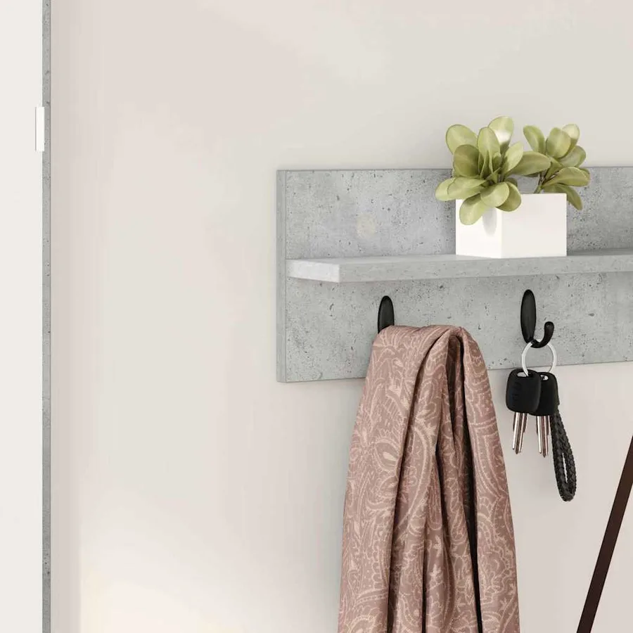 Porte-manteau mural Montage mural Gris béton 80 x 10,5 x 18 cm - 4