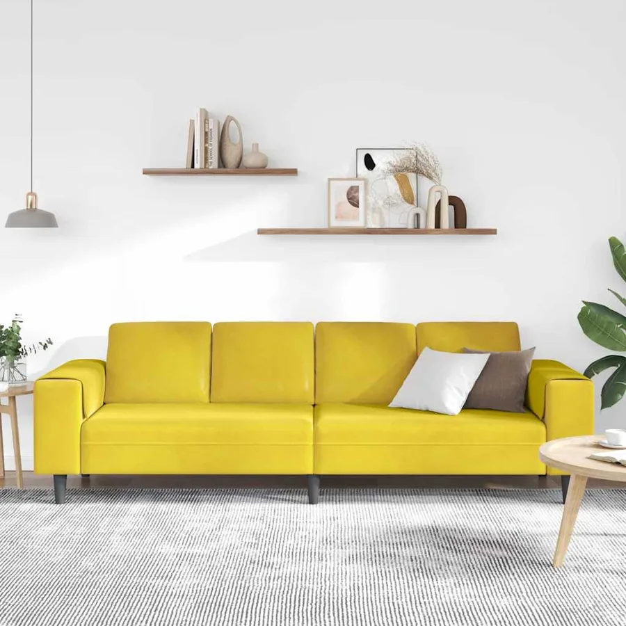 Canapé de salon Jaune 250 x 77 x 76 cm - 3