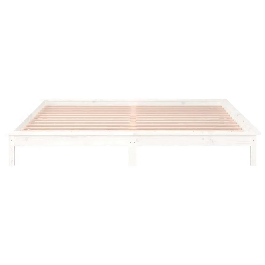Cadre de lit à LED blanc 120x190 cm petit double bois massif - 7
