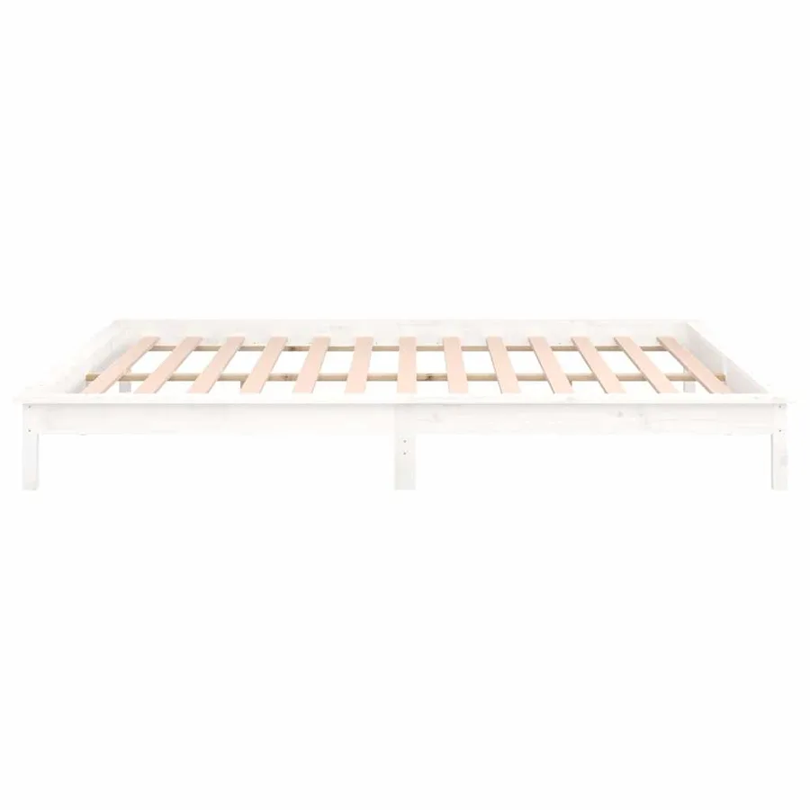 Cadre de lit à LED blanc 120x190 cm petit double bois massif - 8