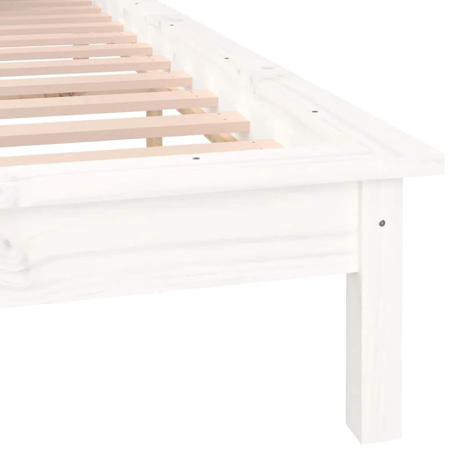 Cadre de lit à LED blanc 120x190 cm petit double bois massif - 9