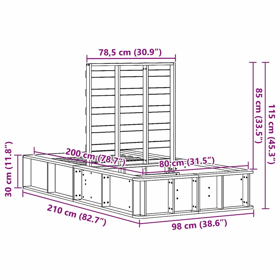 Cadre de lit Marron 80 x 200 cm Bois de pin massif - 12