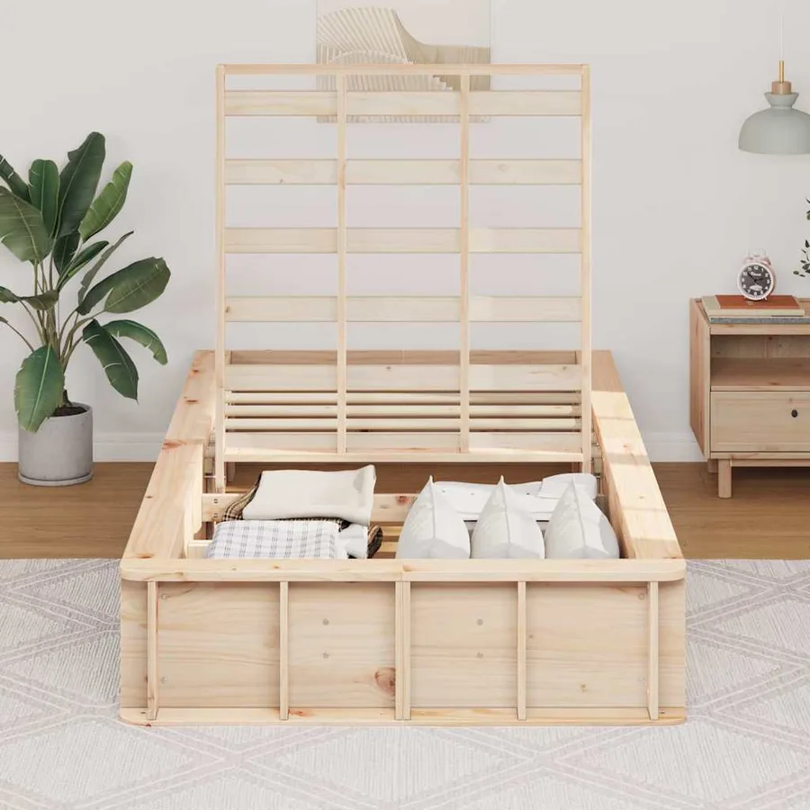 Cadre de lit Marron 80 x 200 cm Bois de pin massif - 3