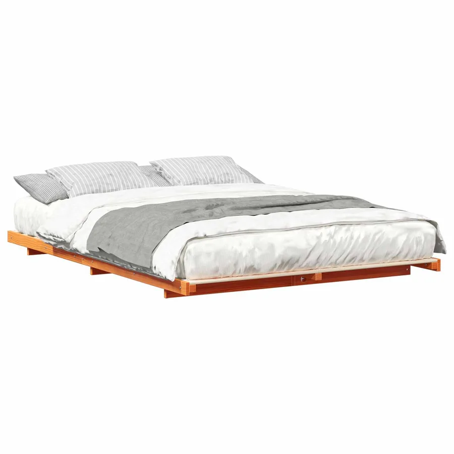 Cadre de lit Brun cire 160 x 220 cm Pin massif - 2