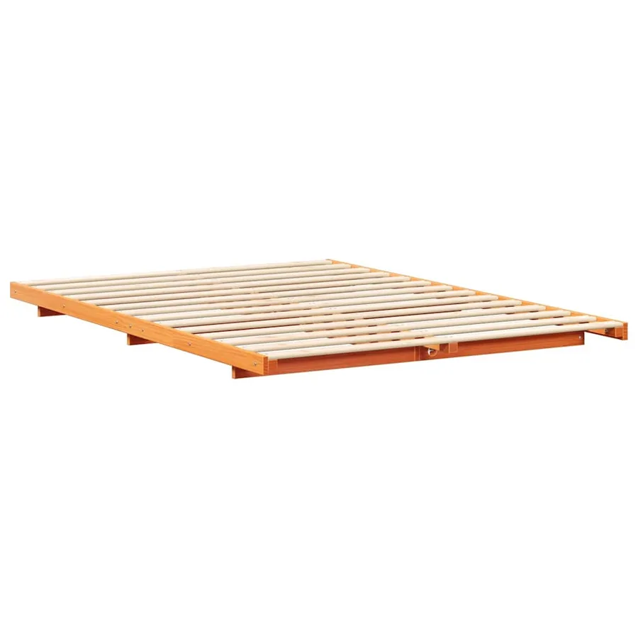 Cadre de lit Brun cire 160 x 220 cm Pin massif - 7