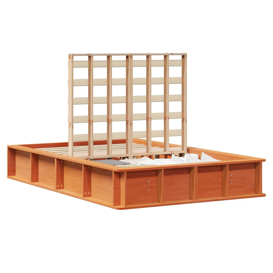 Cadre de lit Cire marron 140 x 200 cm Bois de pin massif - 2