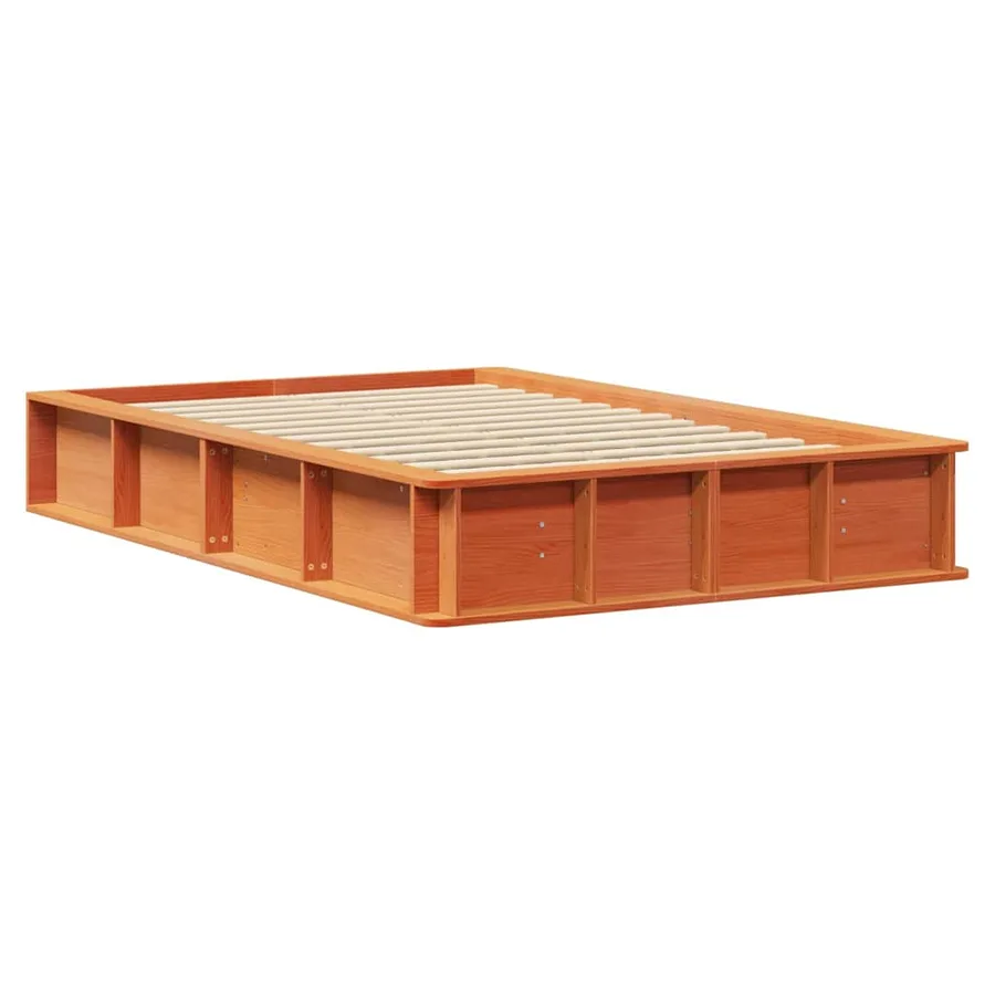 Cadre de lit Cire marron 140 x 200 cm Bois de pin massif - 4