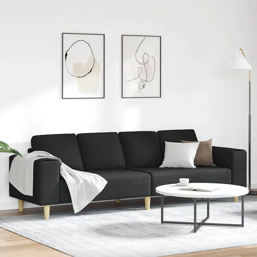 Canapé de salon Noir 250 x 77 x 76 cm Polyester