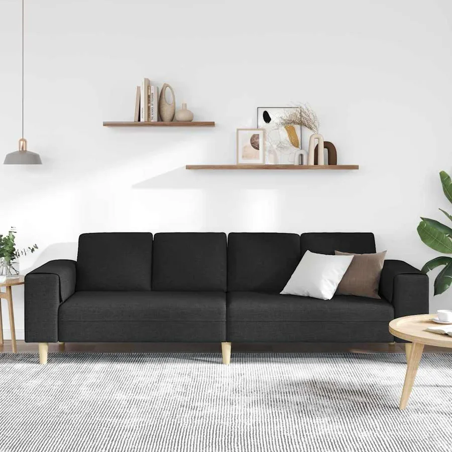 Canapé de salon Noir 250 x 77 x 76 cm Polyester - 3