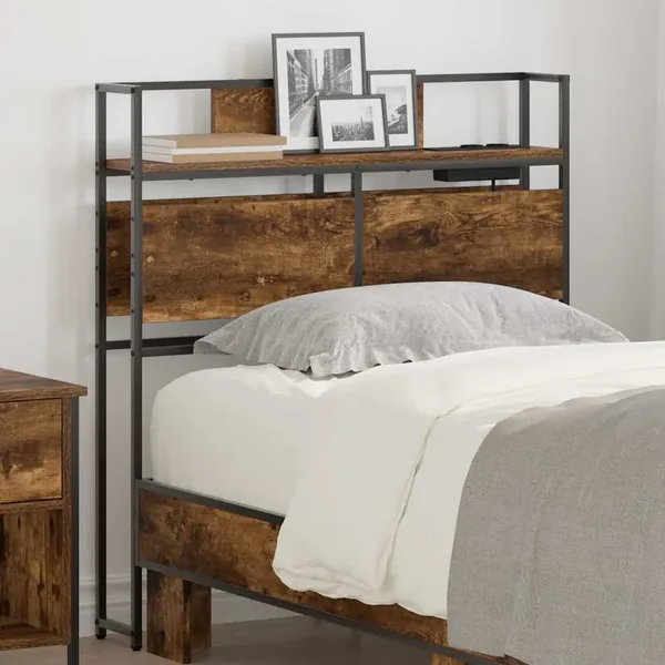 Tête de lit de rangement Chêne fumé Bois d'ingénierie